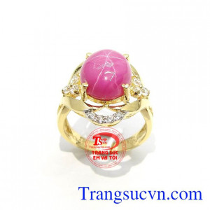 Nhẫn Ruby Sao Phong Thủy Tài Lộc bền, đẹp, chất lượng cao, Nhẫn Vàng 10k bọc