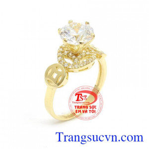 Nhẫn nữ kim tiền đẹp là sản phẩm nhẫn chế tác 3D, sang trọng, mua vàng đầu năm cả năm may mắn, sung túc