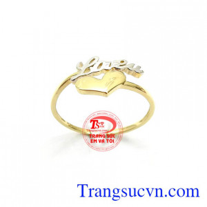 Nhẫn Nữ Trái Tim Love U nhập khẩu Hàn Quốc kiểu dáng thời trang, Nhẫn nữ vàng 10k nhập khẩu