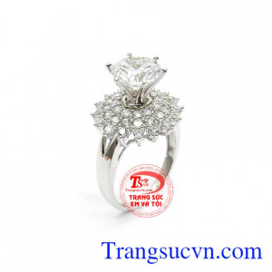 Nhẫn Nữ Vàng Trắng Thời Đại nhập khẩu Hàn Quốc, Nhẫn nữ vàng 10k đính đá