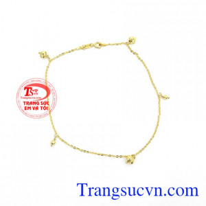 Lắc Chân Vàng May Mắn Bình An vàng 10k bền đẹp, lắc chân nữ vàng tây,