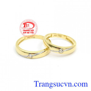 Nhẫn Cưới Hạnh Phúc Chung Đôi vàng 18k bền đẹp, chất lượng