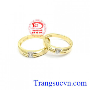 Đôi Nhẫn Tình Yêu Vĩnh Cửu vàng 18k kiểu dáng đẹp, chất lượng cao