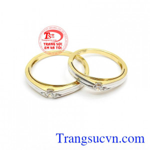 Nhẫn Cưới Tình Yêu Đôi Lứa 18k bền đẹp, chất lượng, nhẫn cưới vàng tây cao cấp