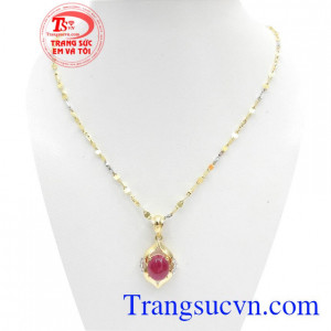 Trang Sức Ruby Quý Phái vàng 10k mặt Ruby sao nhân tạo thời trang, mặt dây chuyền vàng tây,Bộ Trang Sức Ruby Quý Phái