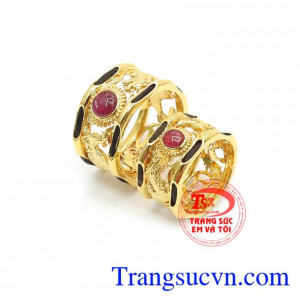 Nhẫn Cưới Hạnh Phúc Rồng Phượng vàng 18k kiểu dáng đẹp, chất lượng cao