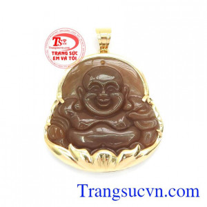 Mặt Phật Di Lặc Mã Não Hoan Hỉ bọc vàng 14 kiểu dáng đẹp, chất lượng cao, mặt dây chuyền nam