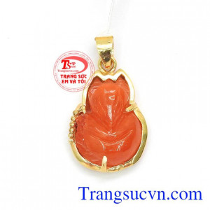 Mặt Dây Hồ Ly Tài Lộc Ngọc Phỉ Thúy bọc vàng 10k bền đẹp, sáng bóng, mặt dây chuyền nữ,Mặt Dây Hồ Ly Tài Lộc