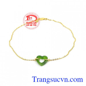 Lắc Chân Vàng Tây Ngọc Đẹp vàng 10k, lắc chân vàng ngọc Cẩm Thạch,