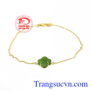 Lắc Chân Vàng Bốn Lá Cẩm Thạch