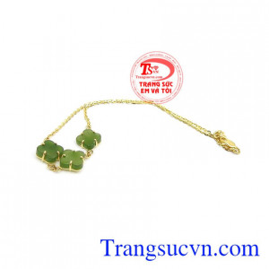 Lắc chân gắn đá Cẩm Thạch thiên nhiên cao cấp, là món quà tuyệt vời dành tặng người bạn yêu thương.