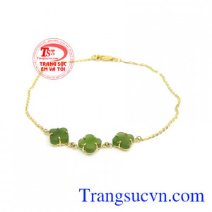 Lắc Chân Cẩm Thạch Vàng Tươi vàng 10k sáng bóng, Lắc chân vàng nữ,