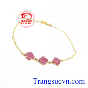 lắc tay vàng tây gắn ngọc Ruby thiên nhiên cao cấp,