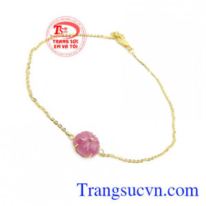 Lắc Chân Nữ Ruby Hưng Vượng, đá Ruby là loại đá mang lại nhiều may mắn, tốt lành cho chủ nhân,