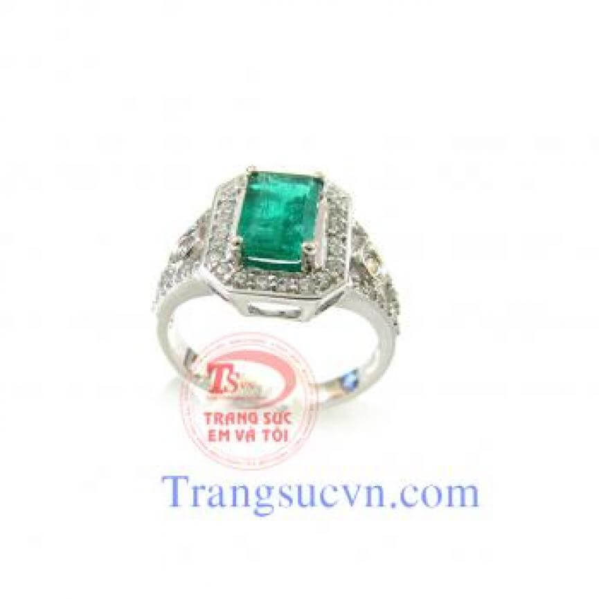 Nhẫn nữ vàng trắng Emerald