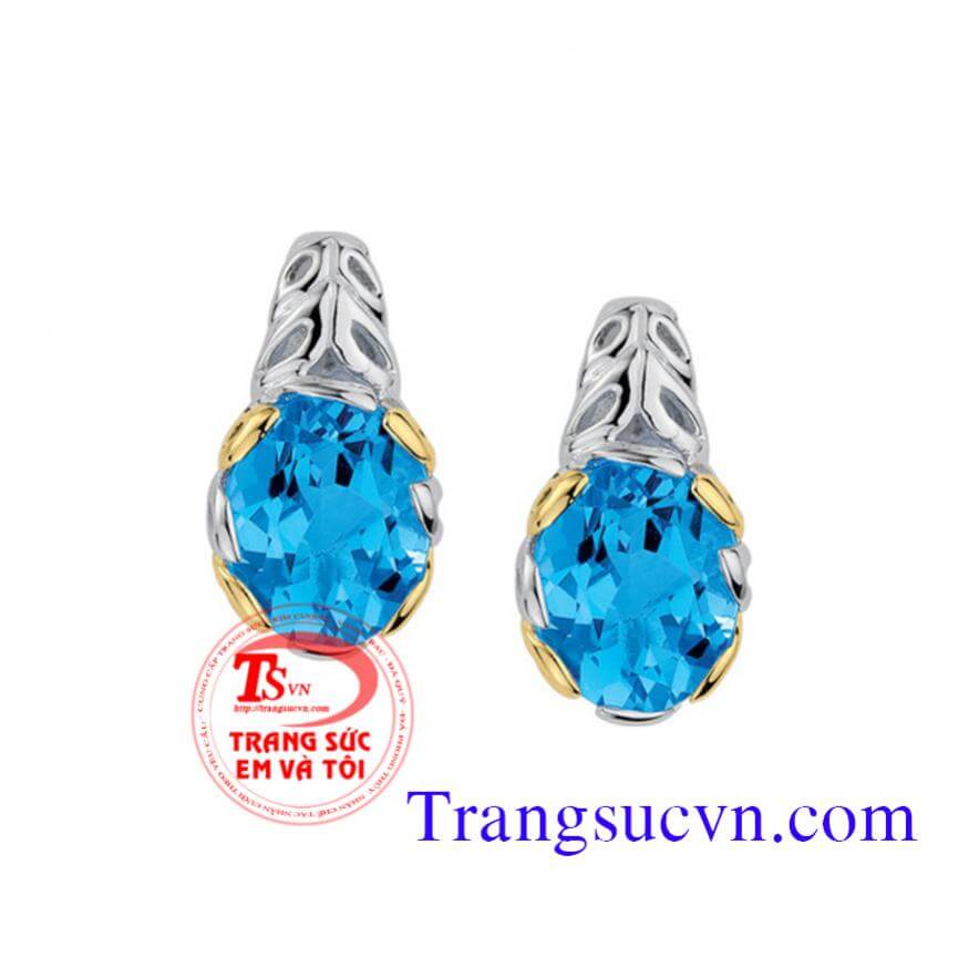 Hoa tai vàng trắng topaz