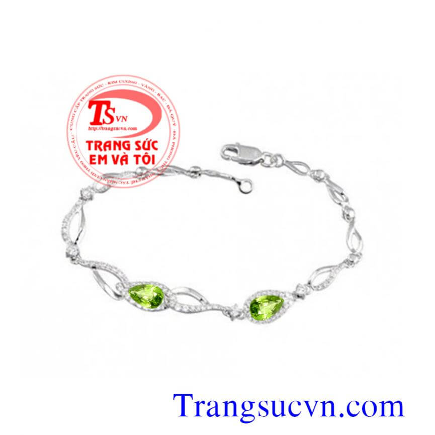 Lắc đá peridot vàng trắng