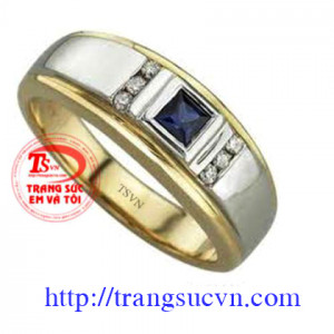 Nhẫn nam sapphire thiên nhiên chất lượng cao, nhẫn nam thương hiệu Em Và Tôi, Nhẫn nam sapphire hợp thời trang, phong thủy phái mạnh.