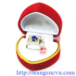 Nhẫn saphir thiên nhiên xanh lam chế tác đẹp, chất lượng cao, Nhẫn nam vang 14k, Nhẫn saphir thiên nhiên xanh lam đeo hợp thời trang, phong thủy phái mạnh.