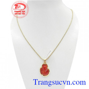 Bộ Dây Chuyền Ngọc Bình An kết hợp giữa dây chuyền Ý 10k và mặt dây Hồ Ly ngọc Cẩm Thạch bền đẹp, chất lượng,Bộ Dây Chuyền Ngọc Bình An