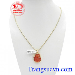 Bộ Dây Chuyền Hồ Ly Phong Thủy kết hợp giữa dây chuyền Ý và mặt dây Hồ Ly Cẩm Thạch bọc vàng 10k,Bộ Dây Chuyền Hồ Ly Phong Thủy