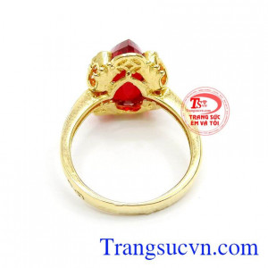 Nhẫn cóc ngậm tiền vàng mắt xanh