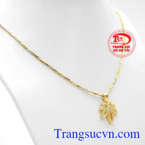 Bộ dây chuyền lá phong vàng 10k