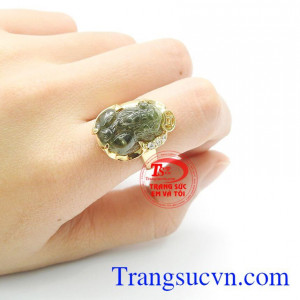 Nhẫn tỳ hưu sappire vàng tây