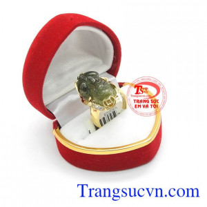 Nhẫn tỳ hưu sappire vàng tây