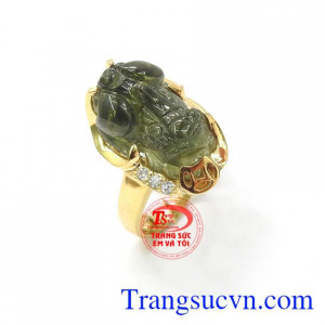 Nhẫn tỳ hưu sappire vàng tây