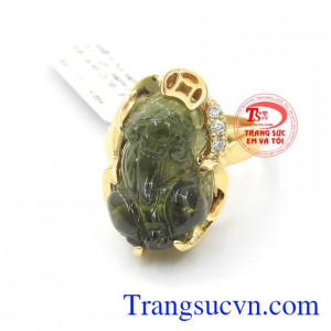 Nhẫn tỳ hưu sappire vàng tây