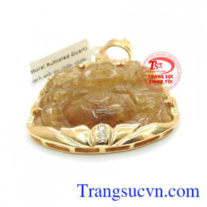 Mặt phật di lặc thạch anh tóc