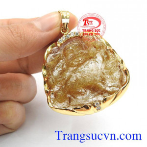 Mặt phật di lặc thạch anh tóc