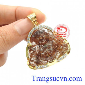 Mặt phật di lặc thạch anh tóc may mắn