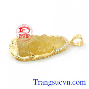 Mặt phật quan âm thạch anh tóc đẹp