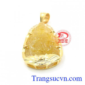 Mặt phật quan âm thạch anh tóc đẹp