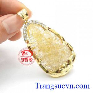 Mặt phật quan âm thạch anh tóc đẹp