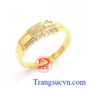 Nhẫn nữ Amor vàng tây 14k