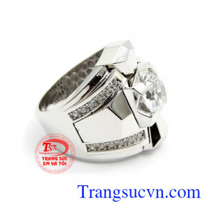 Nhẫn nam vàng trắng 18k cao cấp