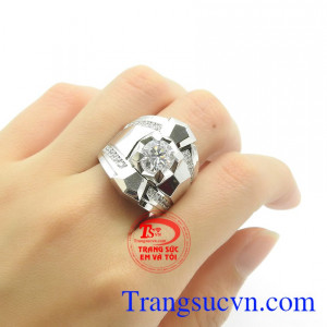 Nhẫn nam vàng trắng 18k cao cấp
