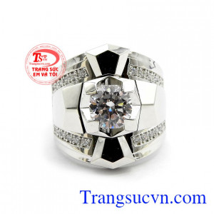 Nhẫn nam vàng trắng 18k cao cấp