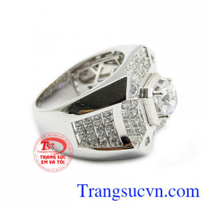 Nhẫn nam tài trí vàng trắng 18k