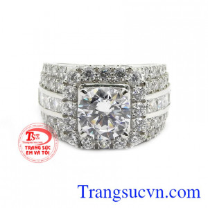 Nhẫn nam sang trọng vàng trắng 18k