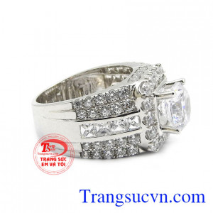 Nhẫn nam sang trọng vàng trắng 18k