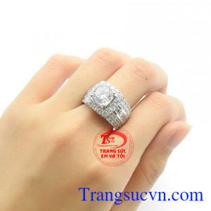 Nhẫn nam sang trọng vàng trắng 18k