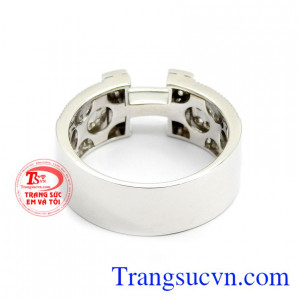 Nhẫn nam chữ H vàng trắng 18k