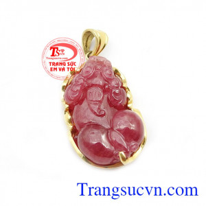 Mặt dây tỳ hưu ruby cao cấp