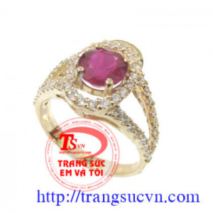 Nhẫn nữ vàng gắn đá quý ruby