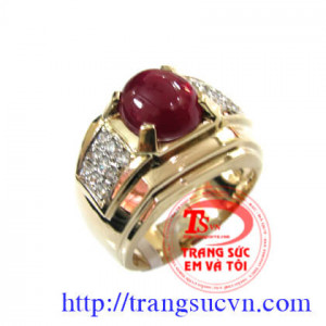 Nhẫn nam vàng 14K gắn đá ruby thiên nhiên, Trọng lượng vàng chỉ, Ruby thiên nhiên có chứng nhẫn đá quý