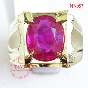 Nhẫn vàng 18K, gắn đá ruby thiên nhiên loại hàng đẹp